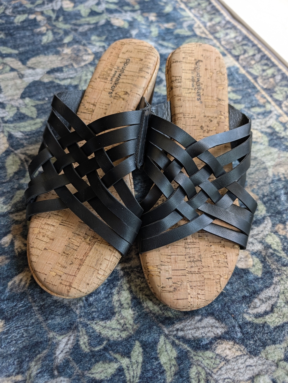 Cloudwalkers Black Sandals with Cork Footbed